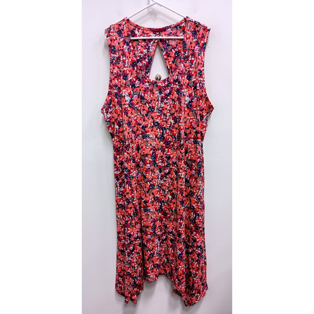 Cuddl Duds Midi‎ Dress Womens 2X Pink Floral Sharkbite Flex Comfort BOHO Beach